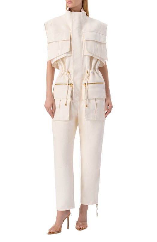 Кожаный комбинезон Balmain FF0Q0025/LE04 Кремовый  FF0Q0025/LE04 Фото 2