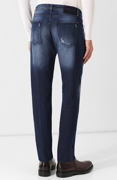 Джинсы прямого кроя с пот ертостями KITON, арт. UPNJS/J02R43, фото 4