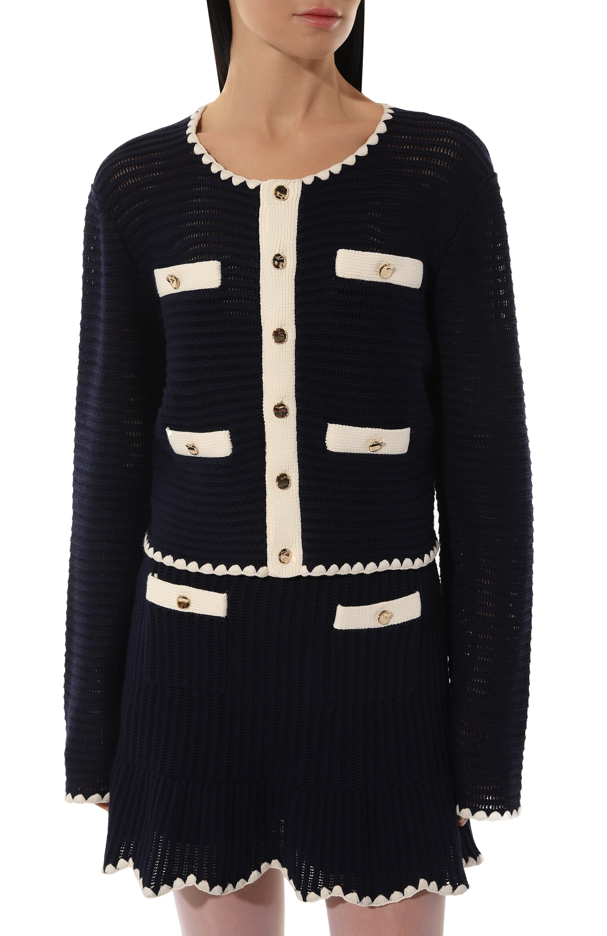 Кардиган из хлопка и вискозы SELF-PORTRAIT, арт. PF24-131J-BL, фото 3