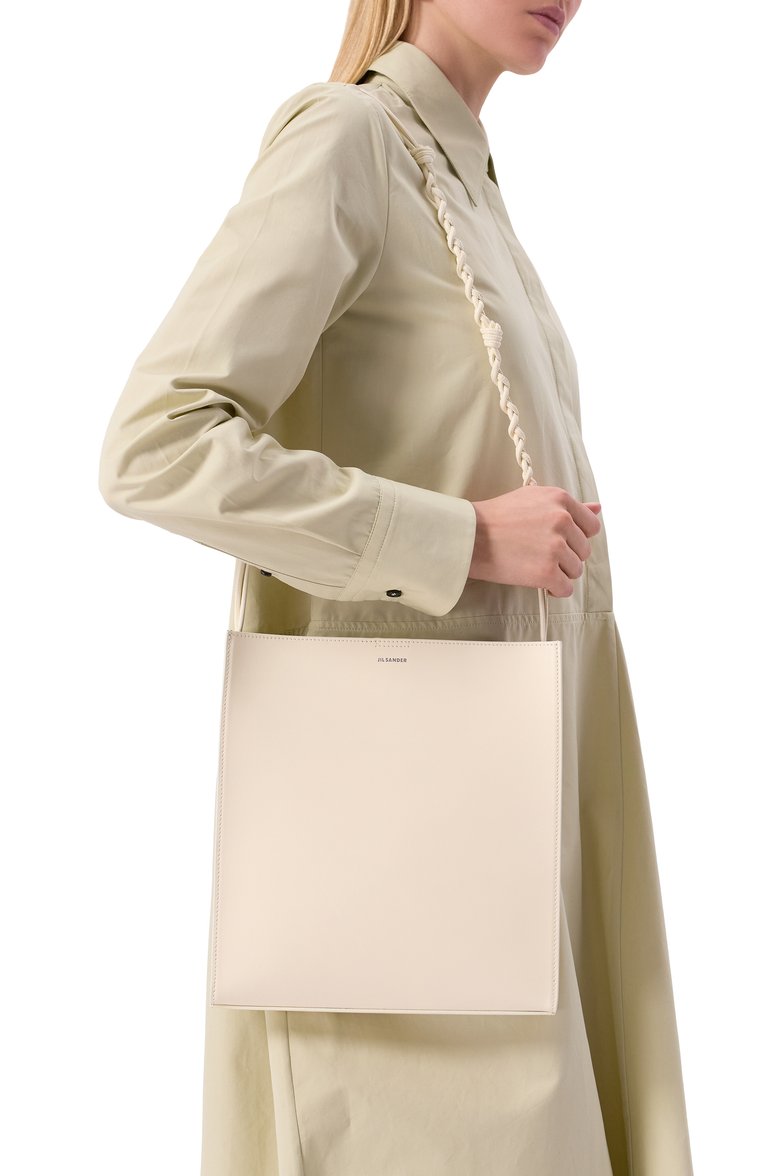 Женская сумка tangle JIL SANDER кремового цвета, арт. J07WG0023/P5354 | Фото 2 (Размер: medium; Материал сплава: Проставлено; Материал: Натуральная кожа; Драгоценные камни: Проставлено)
