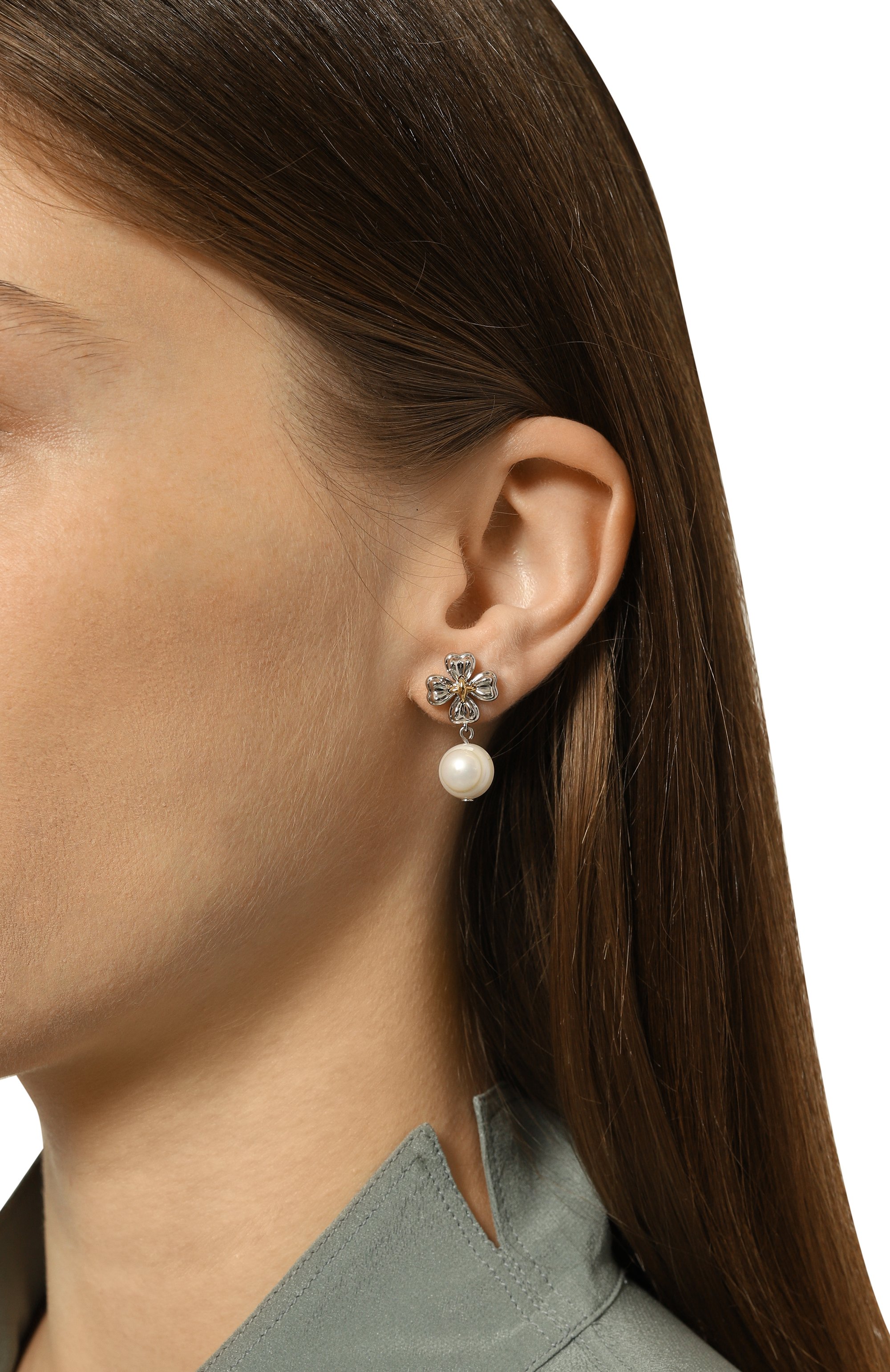 Серьги SSIL серебряного цвета по цене 15300 руб., арт. SS23FEC023CBFFFPP/M, фото 2 Серьги SSIL, арт. SS23FEC023CBFFFPP/M, фото 2