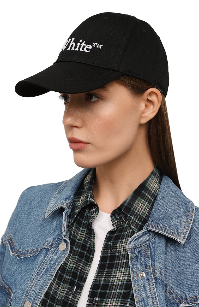 Женская хлопковая бейсболка OFF-WHITE черного цвета, арт. 0WLB044C99FAB001 | Фото 2 (Материал: Текстиль, Хлопок; Нос: Не проставлено; Автоматизация состава: Проставлено)