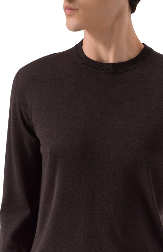 Джемпер из шерсти и шелка Andrea Campagna GC1ML/LSC18R Коричневый  GC1ML/LSC18R Фото 5