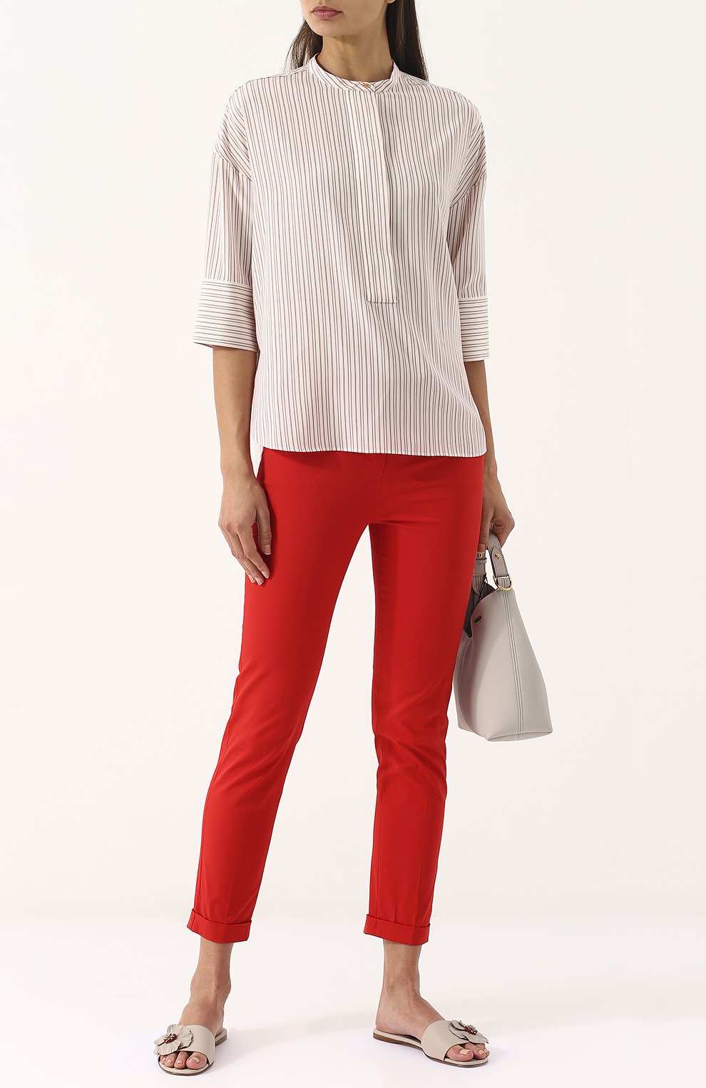 Шелковая блуза свободного кроя в полоску LORO PIANA, арт. FAI1466, фото 2