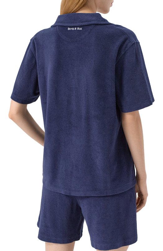 Хлопковое поло Sporty and Rich T003260673BL106 Синий  T003260673BL106 Фото 4