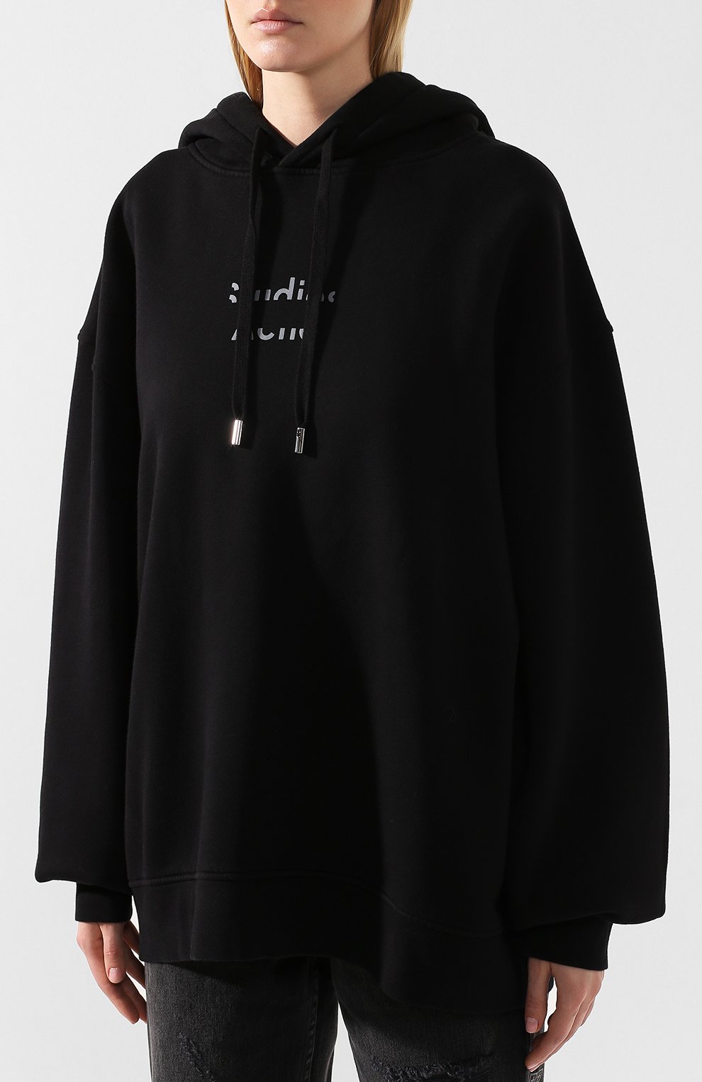 Хлопковое худи ACNE STUDIOS черного цвета по цене 25250 руб., арт. AI0037, фото 3 Хлопковое худи ACNE STUDIOS, арт. AI0037, фото 3