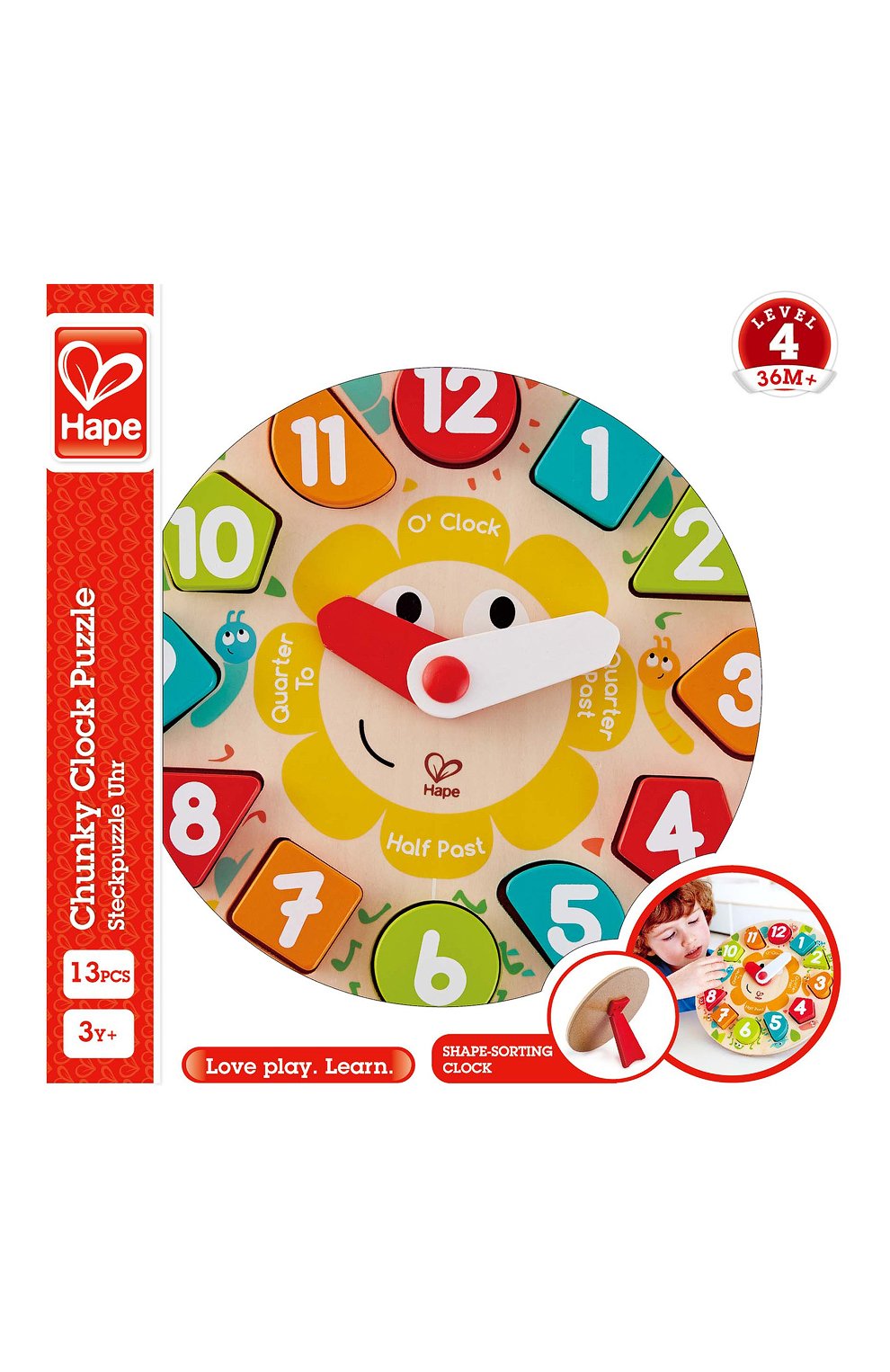 Игрушка-сортер часы HAPE, арт. E1622_HP, фото 3