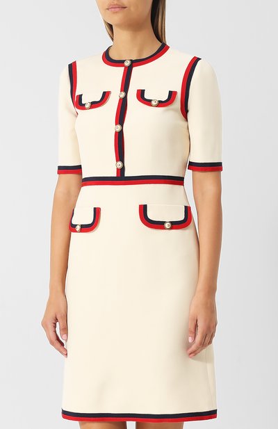 Приталенное мини-платье из смеси шерсти и шелка GUCCI, арт. 475850/ZHM88, фото 3