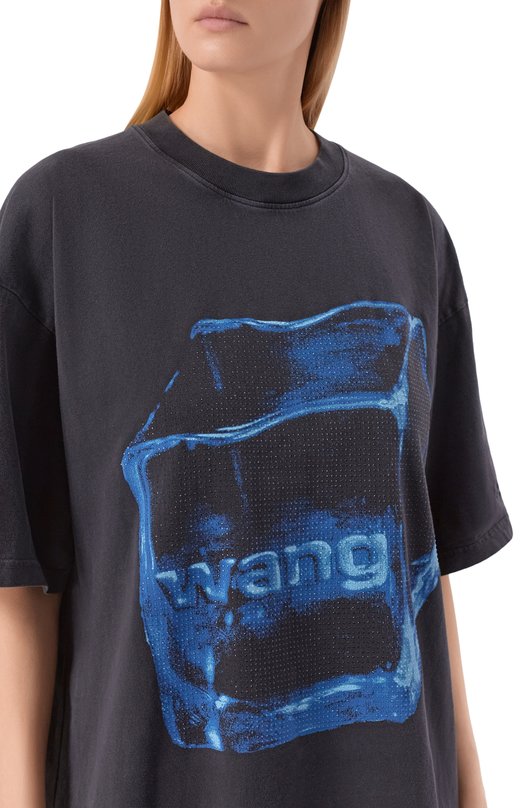 Хлопковая футболка Alexander Wang UCC2261990 Чёрный  UCC2261990 Фото 5