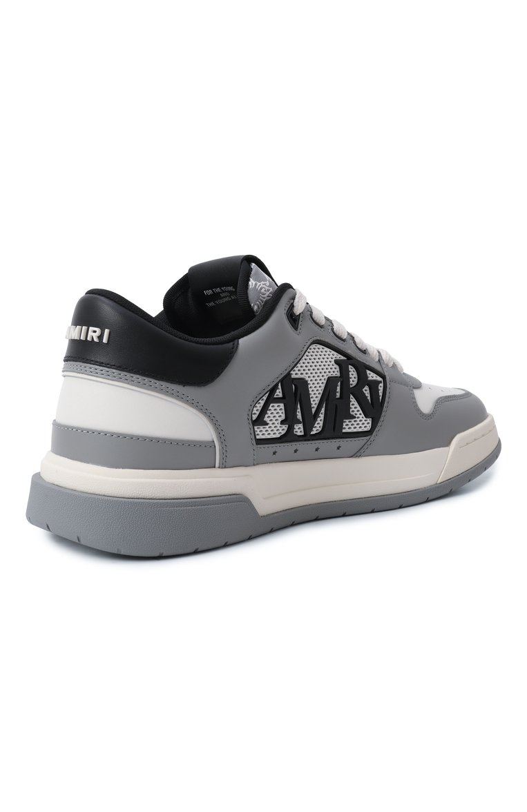 Мужские кожаные кеды classic AMIRI серого цвета, арт. AMF0SR1088 | Фото 5 (Подошва: Массивная; Материал внутренний: Текстиль; Материал внешний: Натуральная кожа; Материал утеплителя: Без утеплителя; Стили: Классический; Кросс-КТ: Низкие)