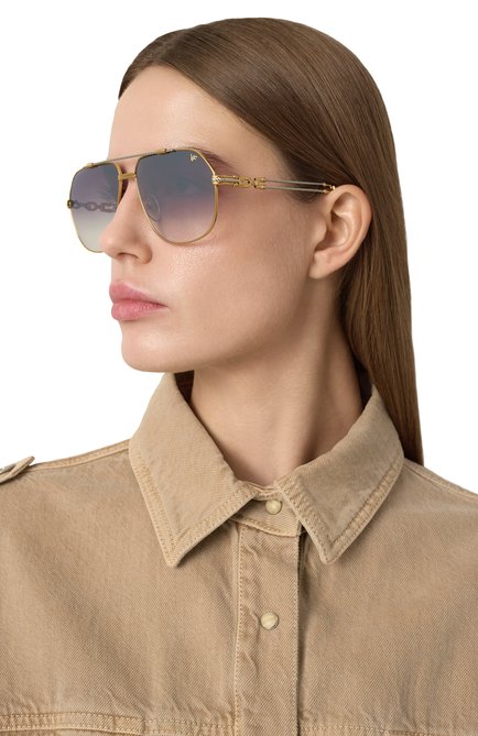 Женские солнцезащитные очки VINTAGE FRAMES серебряного цвета, арт. B0SS D0UBLE R0PE 18KT TW0-T0NE G0LD/CHARC0AL | Фото 2 (Нос: Не проставлено; Региональные ограничения белый список (Axapta Mercury): Не проставлено)