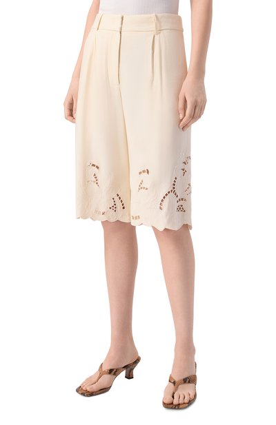 Шорты из вискозы и льна ERIKA CAVALLINI кремового цвета по цене 67300 руб., арт. P6SL11, фото 3 Шорты из вискозы и льна ERIKA CAVALLINI, арт. P6SL11, фото 3