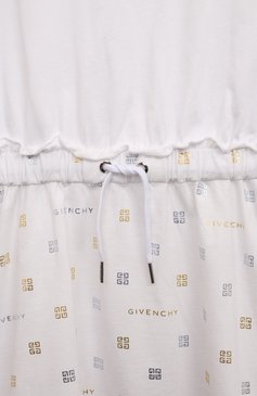 Детское хлопковое платье GIVENCHY белого цвета, арт. H30042/12+/14 | Фото 3 (Материал внешний: Хлопок; Рукава: Короткие; Драгоценные камни: Проставлено; Материал сплава: Проставлено; Девочки Кросс-КТ: Платье-одежда; Случай: Повседневный; Ростовка одежда: 13 - 15 лет | 158 см)