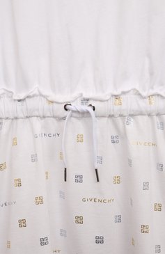 Детское хлопковое платье GIVENCHY белого цвета, арт. H30042/12+/14 | Фото 3 (Рукава: Короткие; Случай: Повседневный; Материал сплава: Проставлено; Материал внешний: Хлопок; Девочки Кросс-КТ: Платье-одежда; Драгоценные камни: Проставлено; Ростовка одежда: 13 - 15 лет | 158 см)