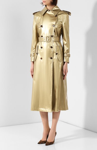 Тренч с поясом DOLCE & GABBANA золотого цвета по цене 416500 руб., арт. F0X47T/FUZB0, фото 3 Тренч с поясом DOLCE & GABBANA, арт. F0X47T/FUZB0, фото 3