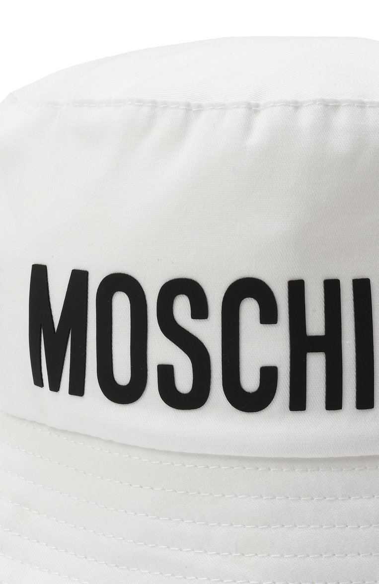 Детская хлопковая панама MOSCHINO белого цвета, арт. HUY002/L0A00 | Фото 3 (Материал: Текстиль, Хлопок; Нос: Не проставлено)