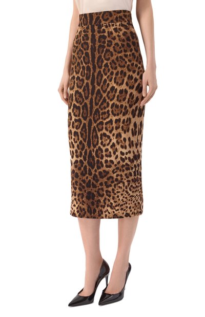 Шерстяная юбка DOLCE & GABBANA леопардового цвета по цене 165000 руб., арт. F4BZBT/FS2A3, фото 3 Шерстяная юбка DOLCE & GABBANA, арт. F4BZBT/FS2A3, фото 3