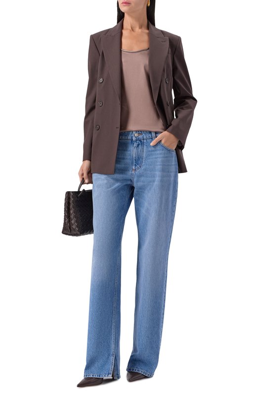 Атласный топ Brunello Cucinelli M0C59DE330 Бежевый  M0C59DE330 Фото 2