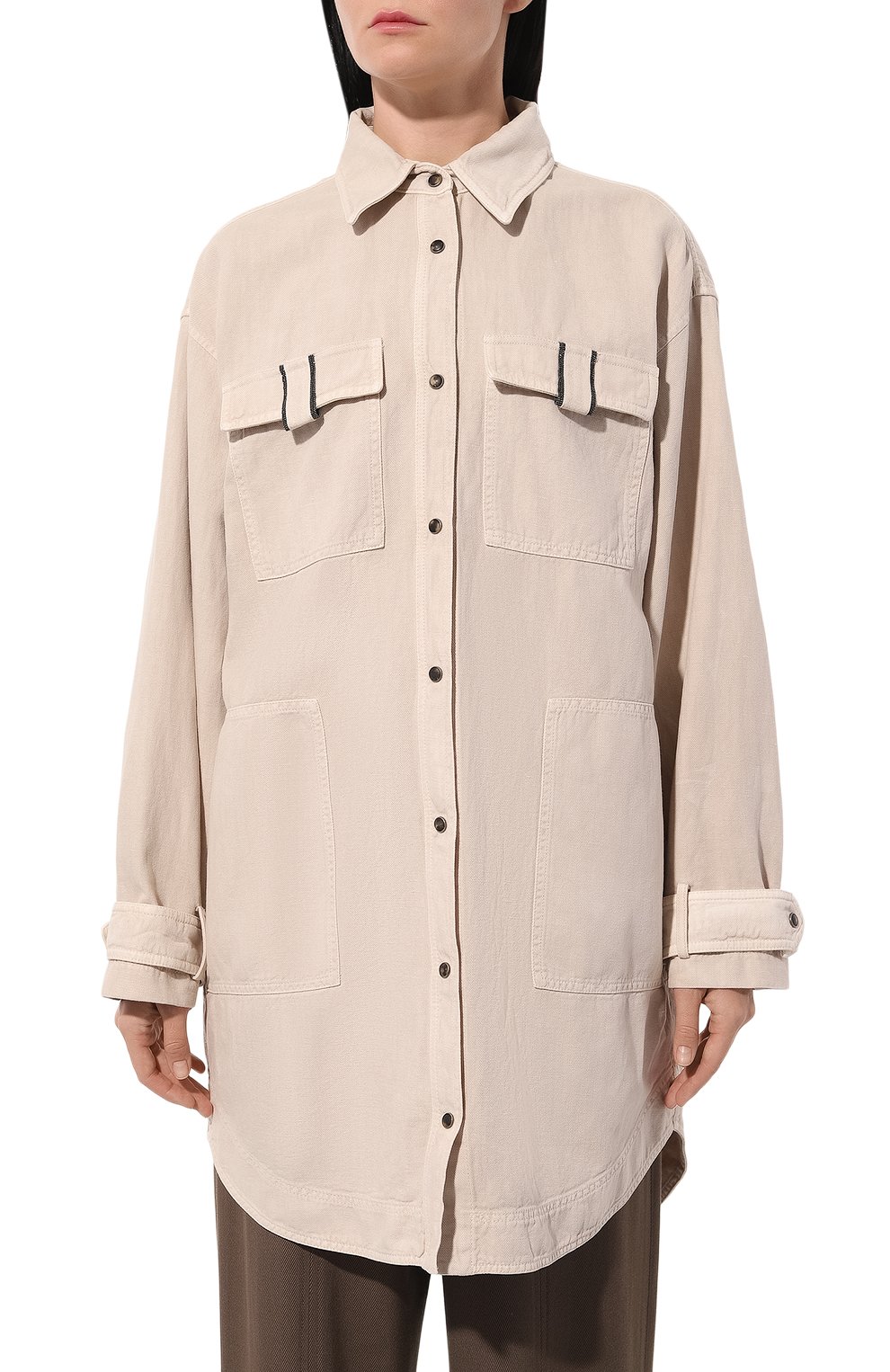 Рубашка из хлопка и шелка BRUNELLO CUCINELLI, арт. ML996NG716, фото 3