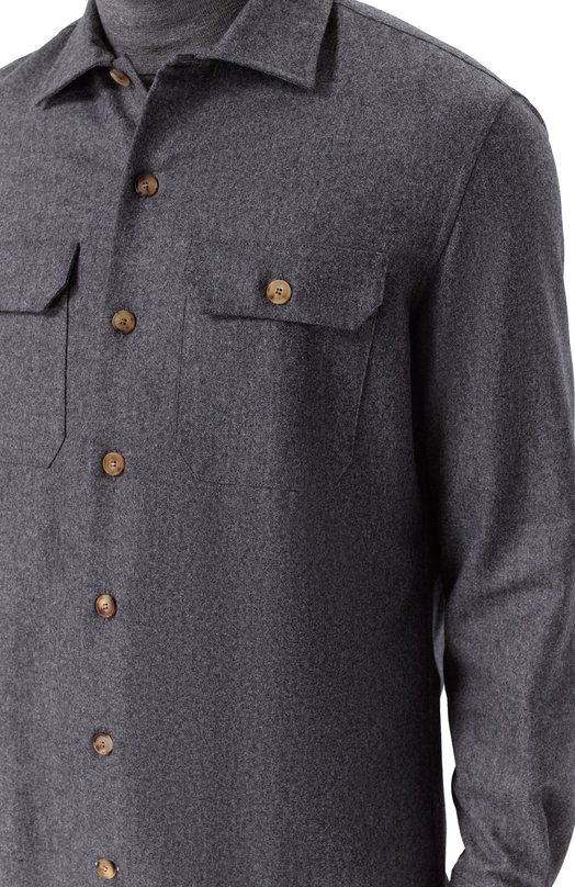 Шерстяная рубашка Brunello Cucinelli M038P0720 Серый  M038P0720 Фото 5