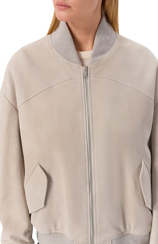 Замшевый бомбер MVST SUEDE LEATHER B0MBER Бежевый  SUEDE LEATHER B0MBER Фото 5