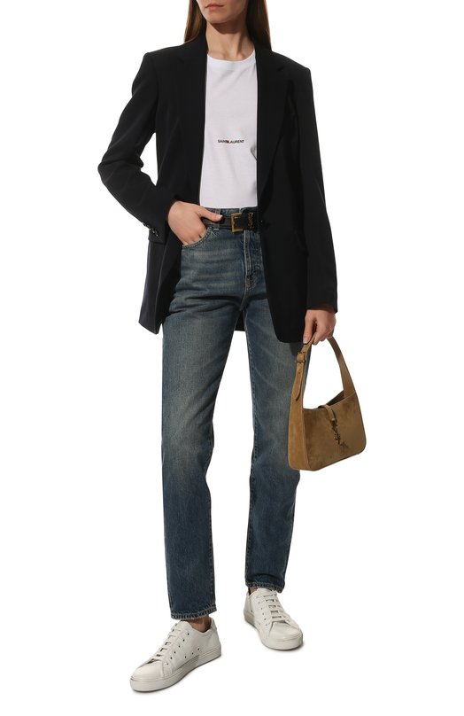 Хлопковая футболка Saint Laurent 460876/YB2DQ Белый  460876/YB2DQ Фото 2