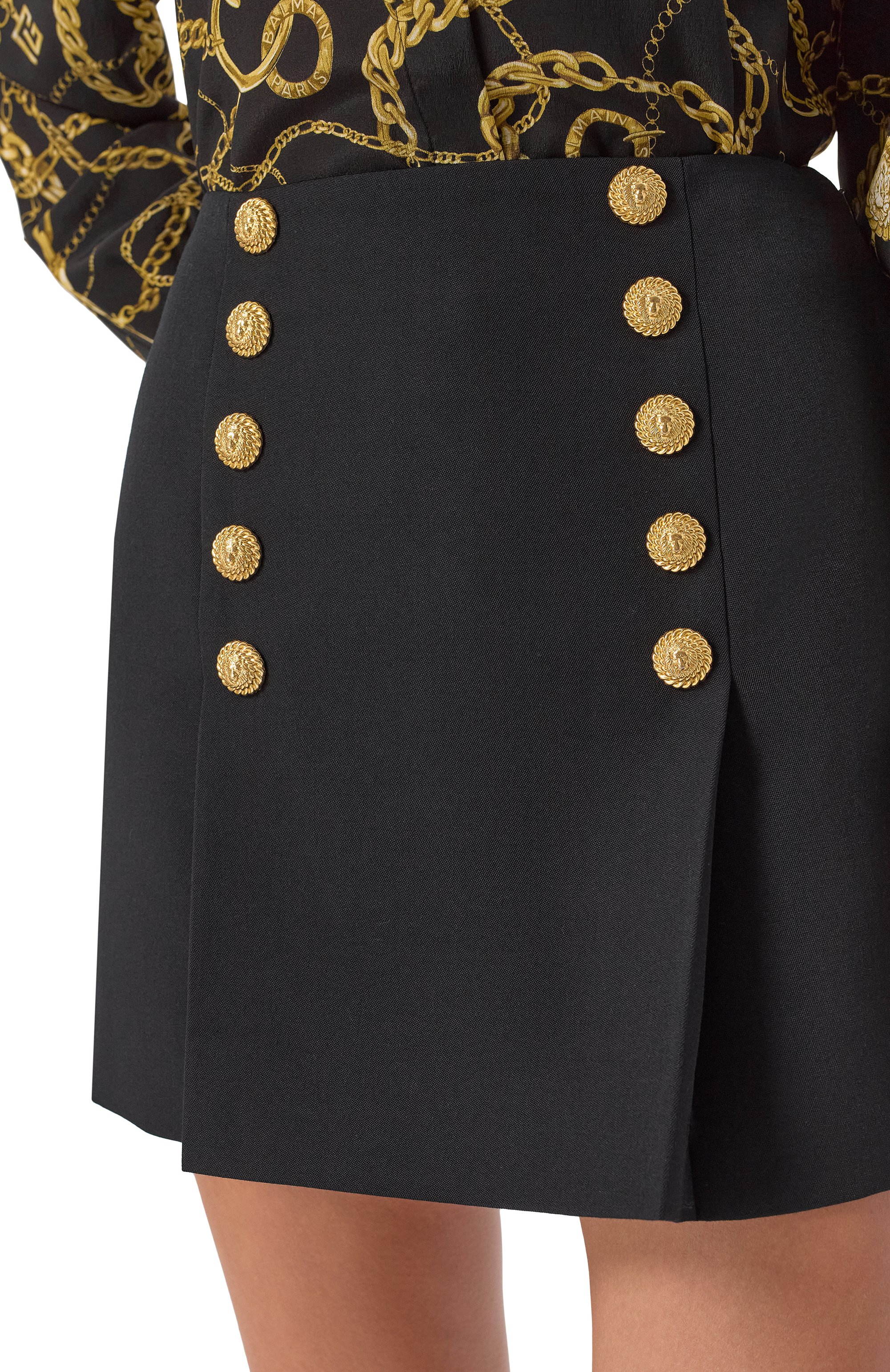 Шерстяная юбка BALMAIN черного цвета по цене 157000 руб., арт. FF1LBA89/WC09, фото 5 Шерстяная юбка BALMAIN, арт. FF1LBA89/WC09, фото 5