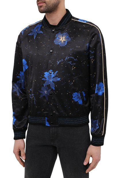 Бомбер из хлопка и вискозы SAINT LAURENT черного цвета по цене 231500 руб., арт. 649112/Y1C02, фото 3 Бомбер из хлопка и вискозы SAINT LAURENT, арт. 649112/Y1C02, фото 3