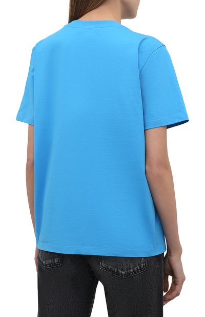 Хлопковая футболка MSGM голубого цвета по цене 11200 руб., арт. 3042MDM207 217498, фото 4 Хлопковая футболка MSGM, арт. 3042MDM207 217498, фото 4