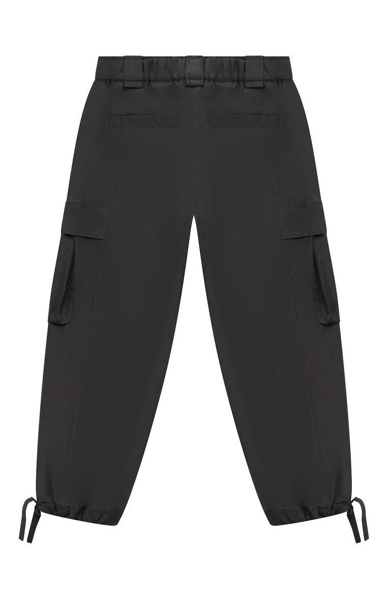 Детские брюки-карго BRUNELLO CUCINELLI черного цвета, арт. BB574E466B | Фото 2 (Материал внешний: Синтетический материал, Хлопок; Материал сплава: Проставлено; Нос: Не проставлено)