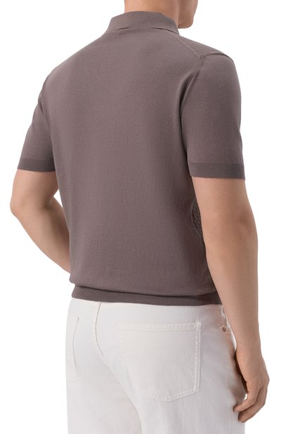 Хлопковое поло FEDELI серого цвета по цене 64600 руб., арт. MU0D5853/GIZA LIGHT DUSTY, фото 4 Хлопковое поло FEDELI, арт. MU0D5853/GIZA LIGHT DUSTY, фото 4