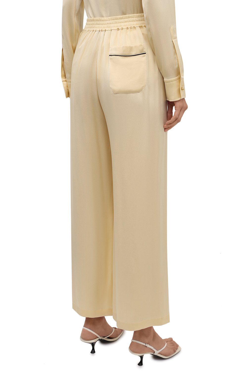 Шелковые брюки LANVIN светло-желтого цвета по цене 99500 руб., арт. RW-TR0002-4324-E21, фото 4 Шелковые брюки LANVIN, арт. RW-TR0002-4324-E21, фото 4