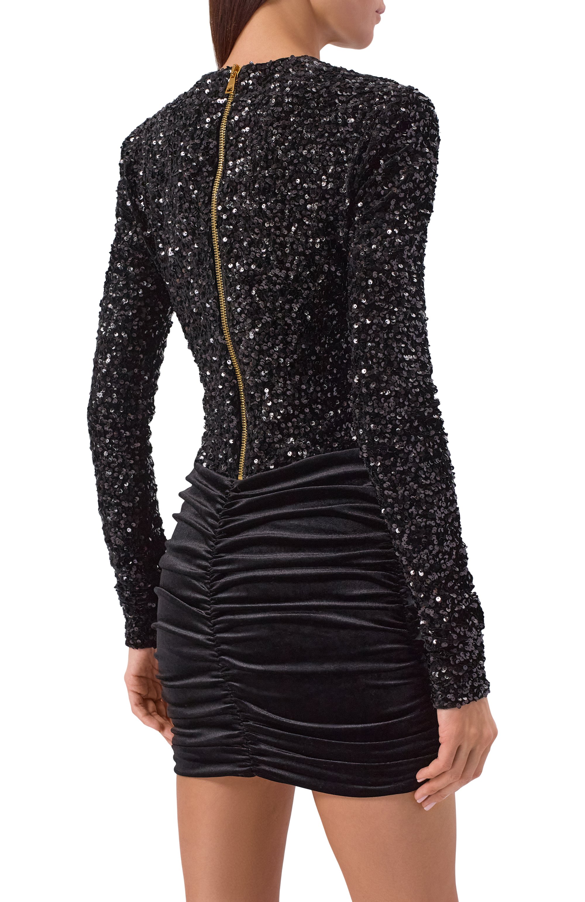 Платье с отделкой пайетками BALMAIN, арт. FF0R9372/MH86, фото 3