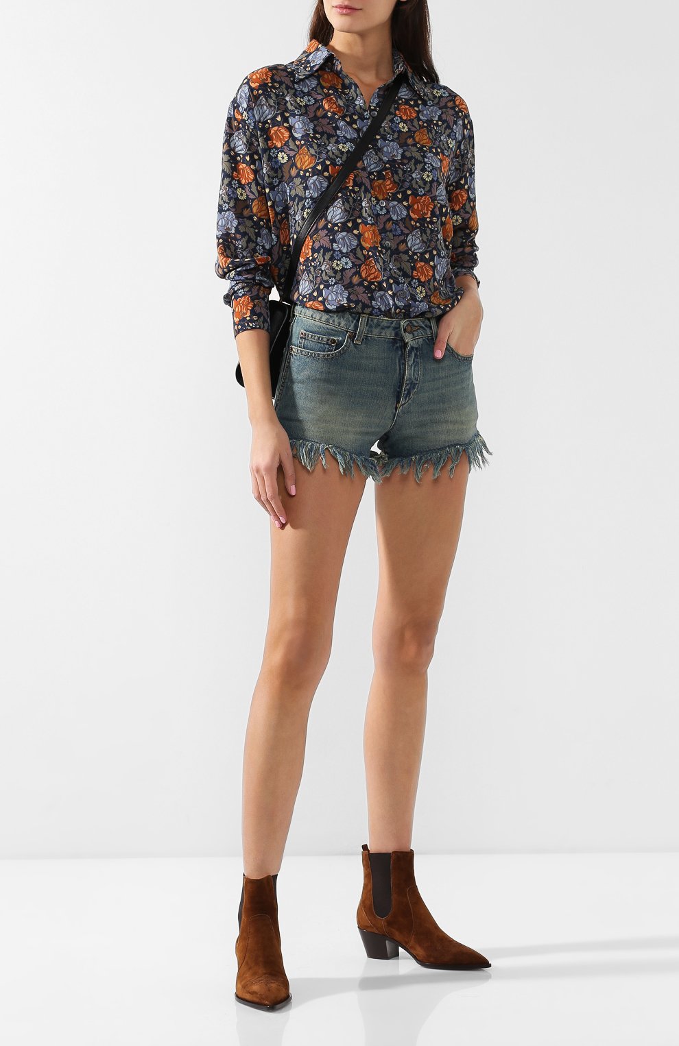Джинсовые шорты с потертостями SAINT LAURENT, арт. 527665/Y0883, фото 2