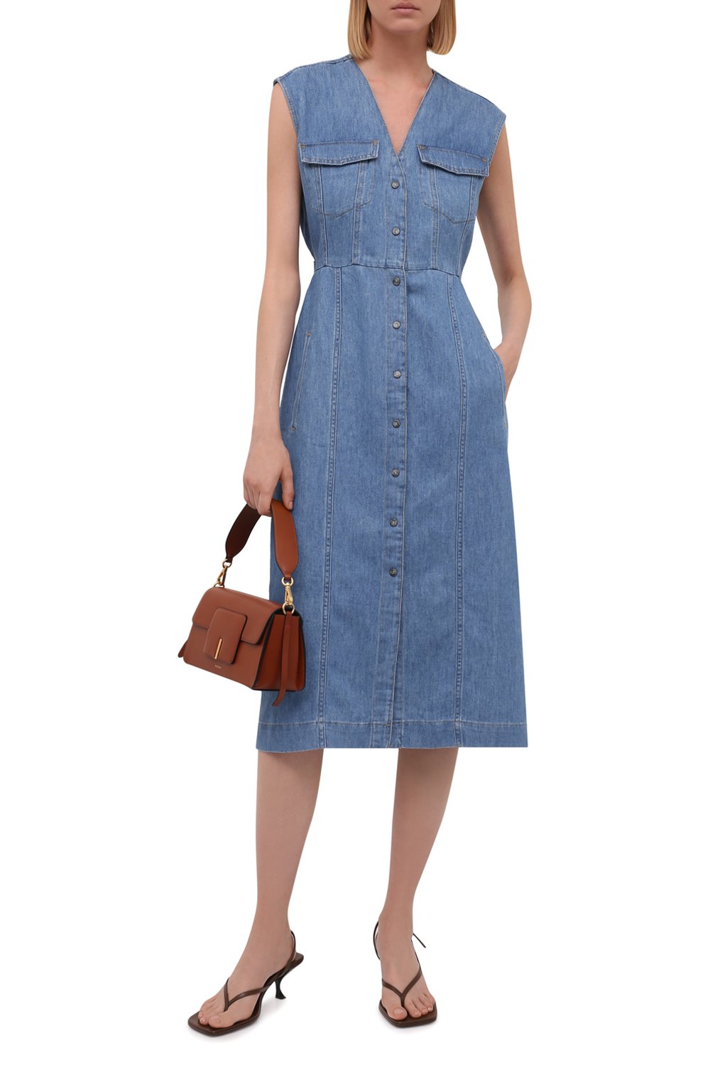 Джинсовое платье 7 FOR ALL MANKIND голубого цвета по цене 32950 руб., арт. JSCBS970DA, фото 2 Джинсовое платье 7 FOR ALL MANKIND, арт. JSCBS970DA, фото 2