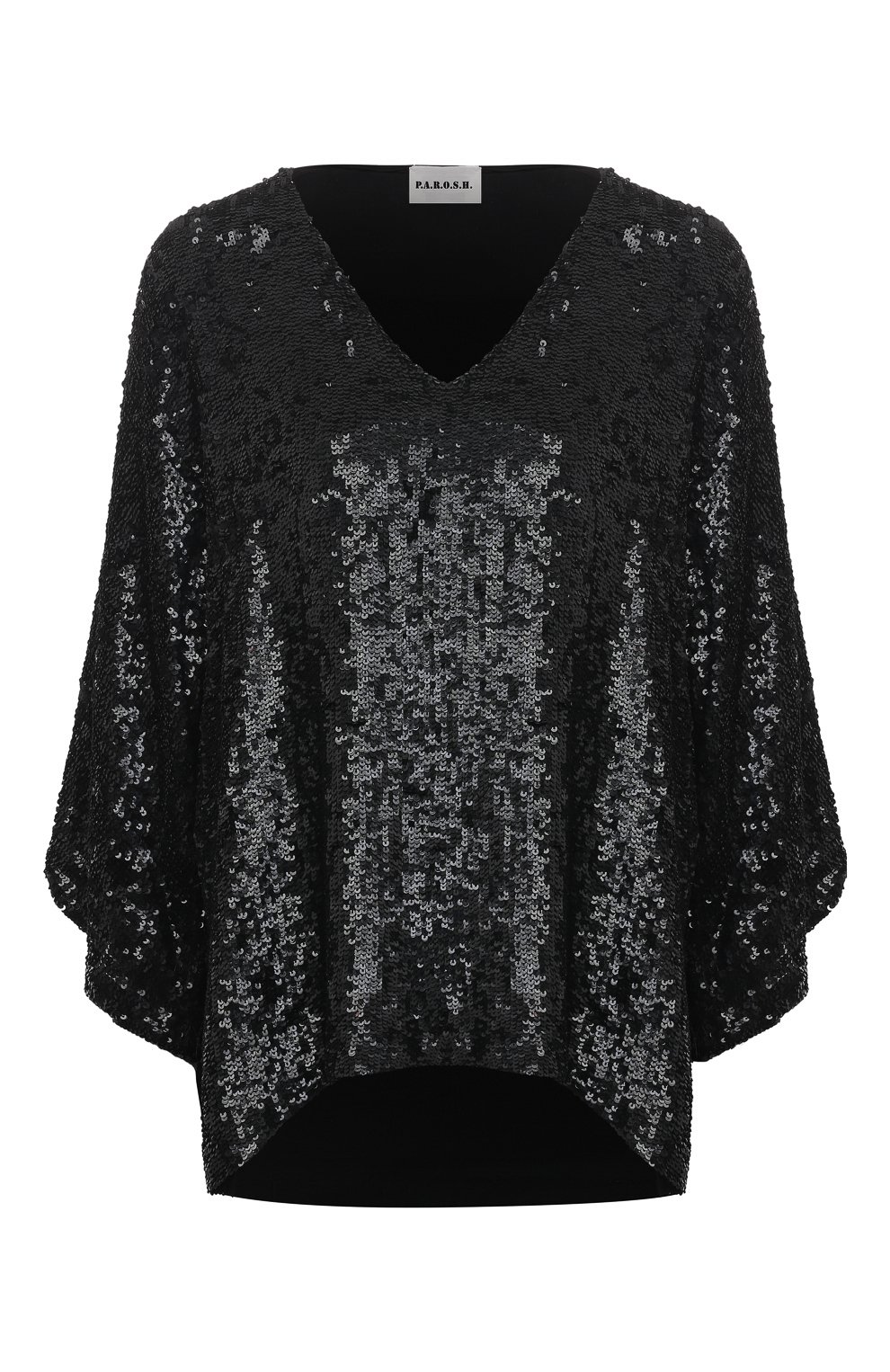 Блузка с отделкой пайетками P.A.R.O.S.H. черного цвета по цене 55300 руб., арт. D300792/013, фото 1 Блузка с отделкой пайетками P.A.R.O.S.H., арт. D300792/013, фото 1