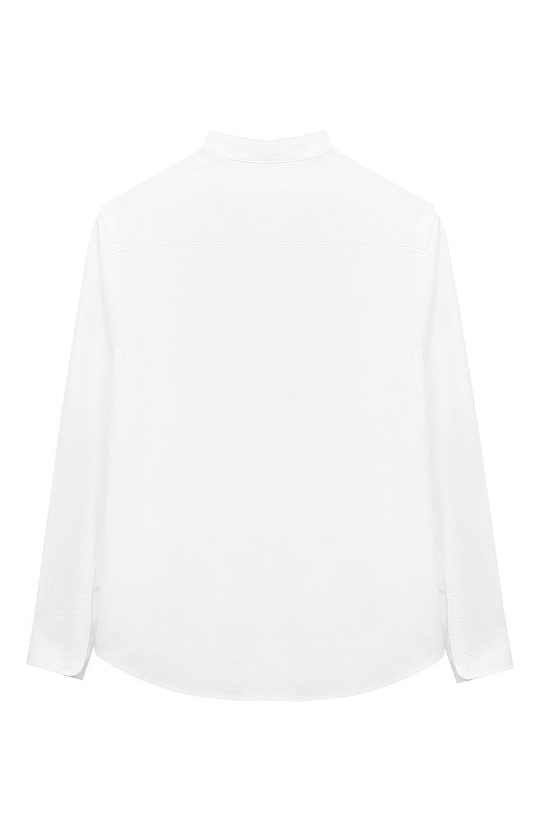 Детская хлопковая рубашка STELLA MCCARTNEY белого цвета, арт. TT5P20 | Фото 2 (Рукава: Длинные; Материал внешний: Хлопок; Стили: Классический)