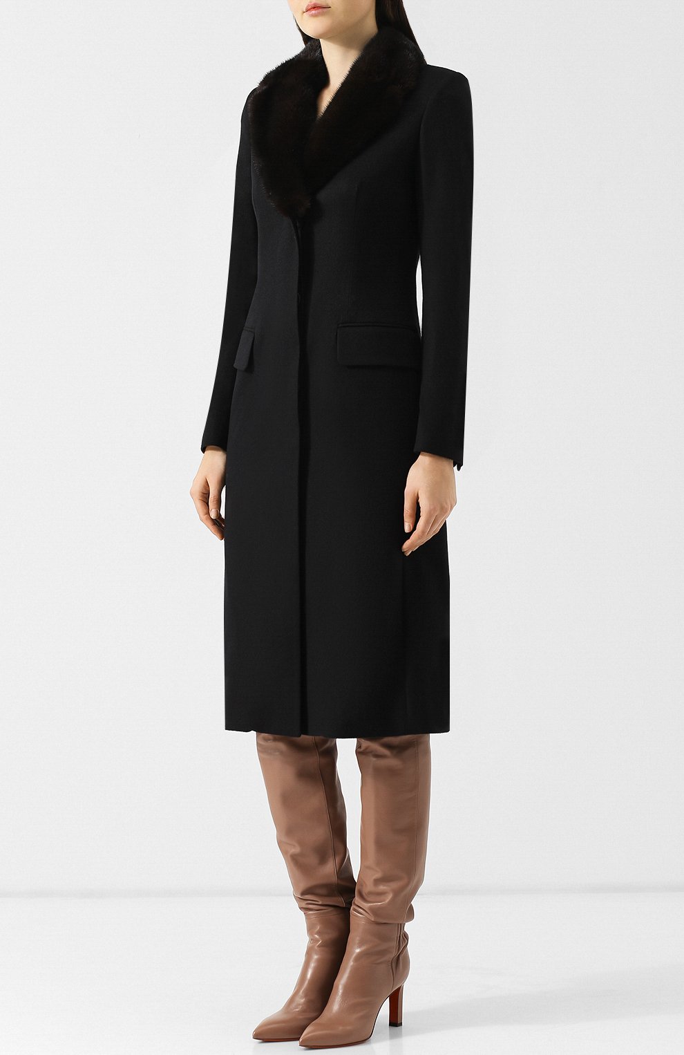 Приталенное кашемировое пальто с меховым воротником COLOMBO, арт. CP00044/LCP01/97035-10, фото 3