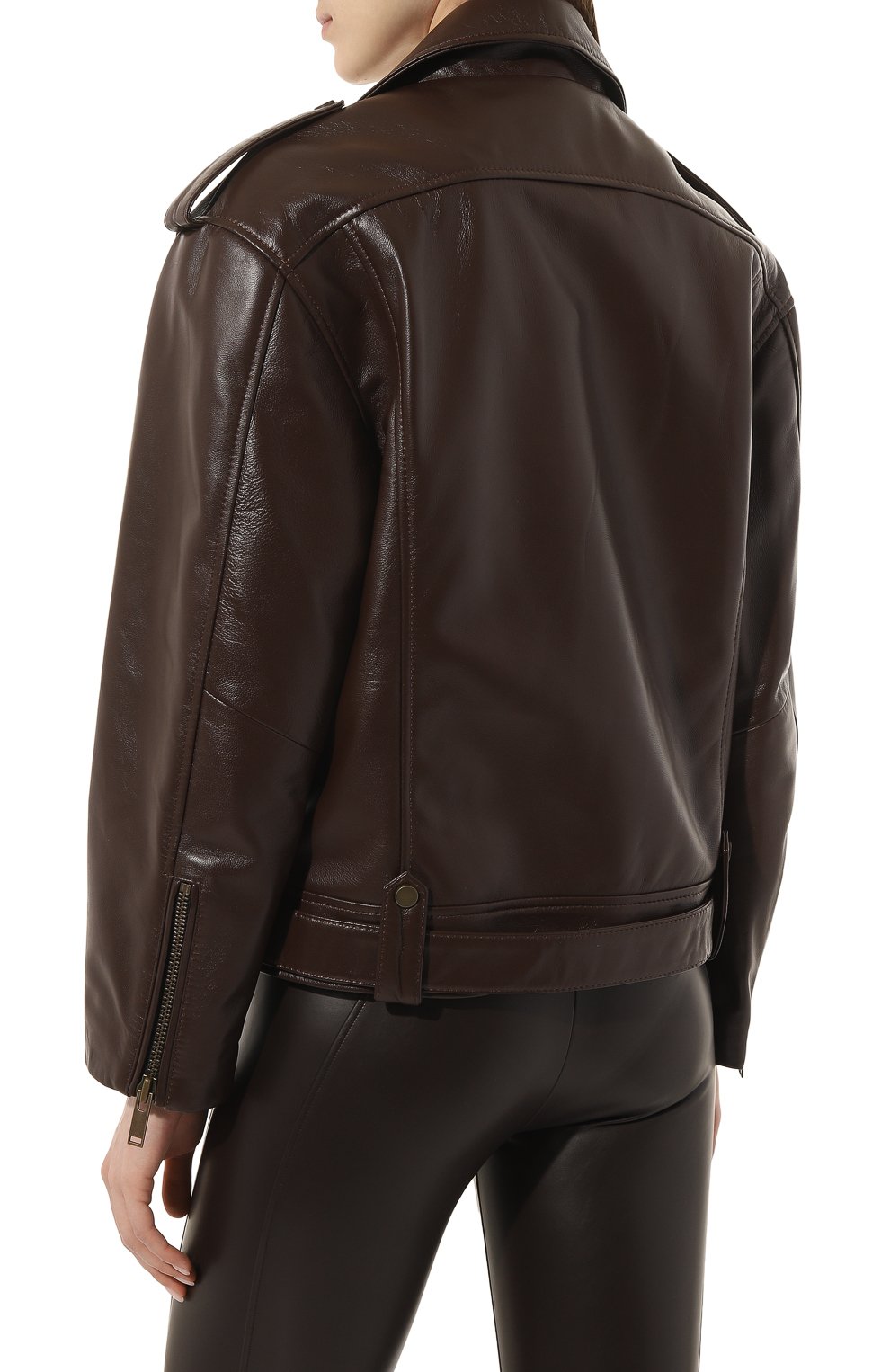 hia_　0507 Женская темно-коричневая кожаная куртка CHAUD STUDIO купить