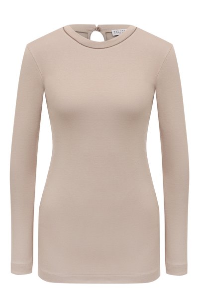 Хлопковый лонгслив BRUNELLO CUCINELLI бежевого цвета по цене 59700 руб., арт. MPTC8BJ300, фото 1 Хлопковый лонгслив BRUNELLO CUCINELLI, арт. MPTC8BJ300, фото 1
