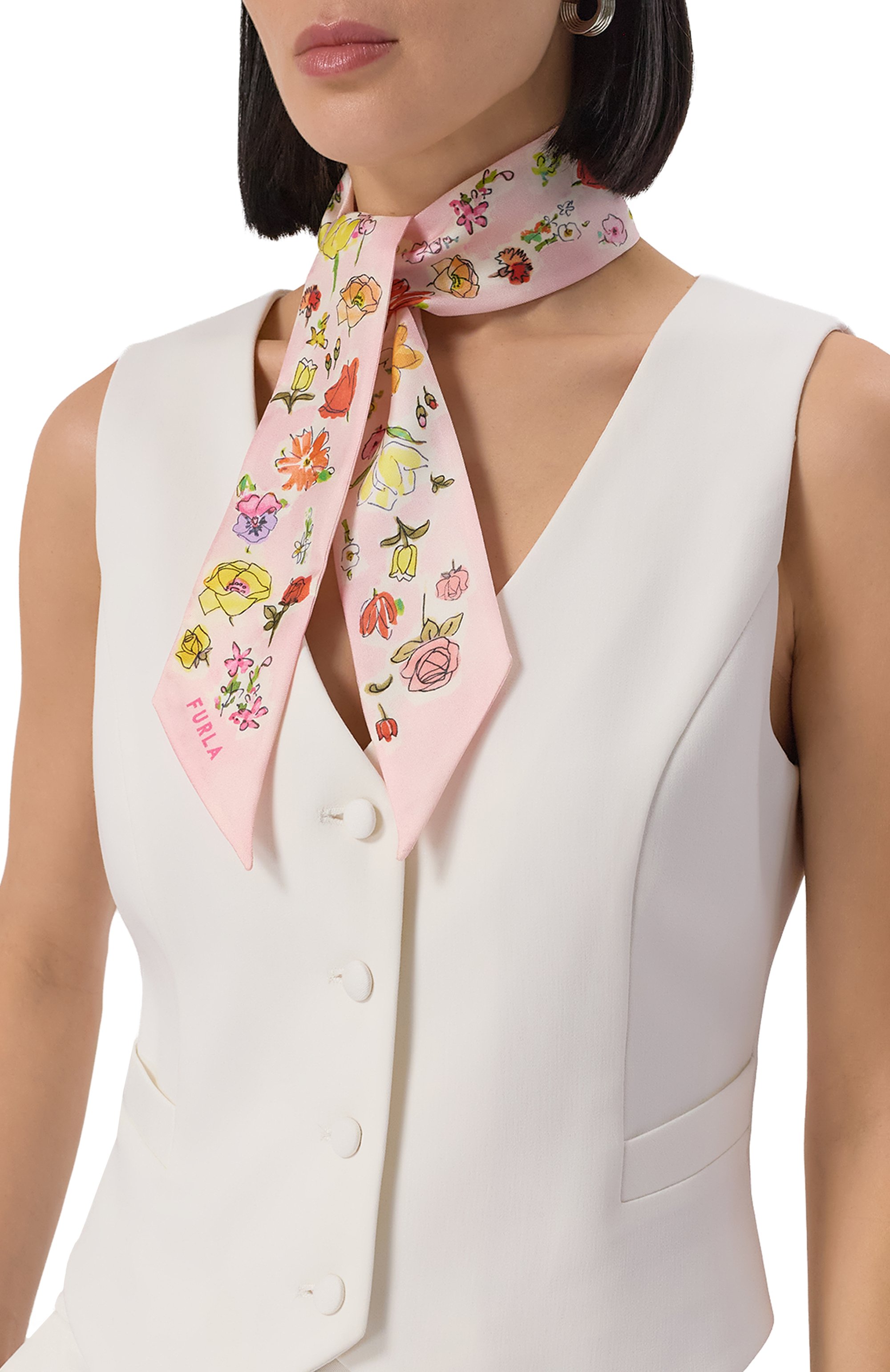 Шелковый шарф-твилли FURLA светло-розового цвета по цене 9000 руб., арт. WT00022/BX3853, фото 2 Шелковый шарф-твилли FURLA, арт. WT00022/BX3853, фото 2