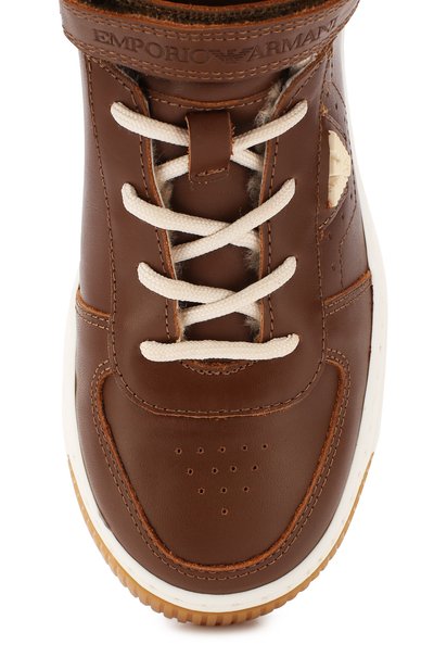 Кожаные кеды с меховой отделкой EMPORIO ARMANI, арт. XYZ001/X0R01/35-40, фото 4