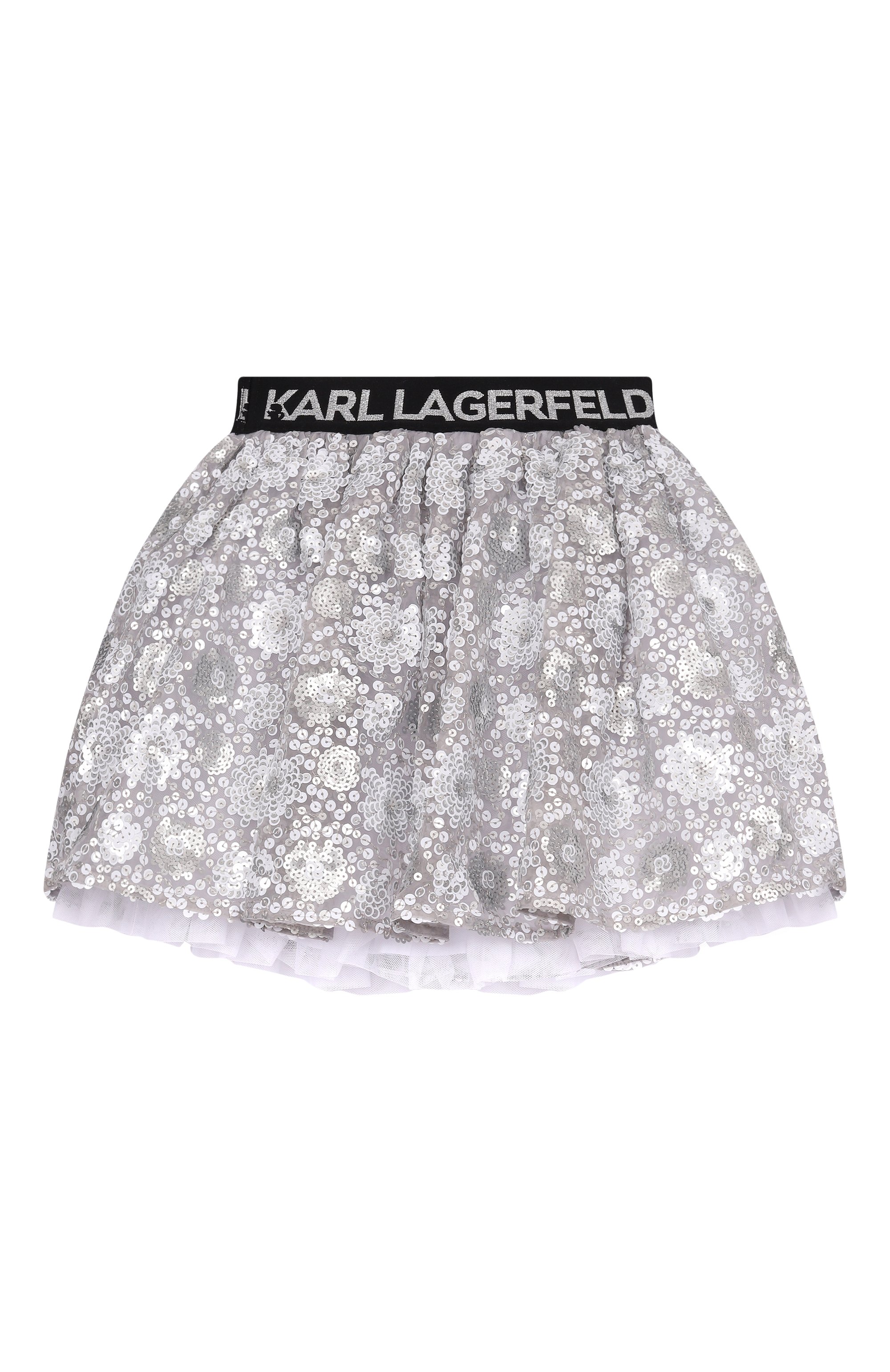 Юбка KARL LAGERFELD KIDS серебряного цвета по цене 30610 руб., арт. Z31118, фото 1 Юбка KARL LAGERFELD KIDS, арт. Z31118, фото 1