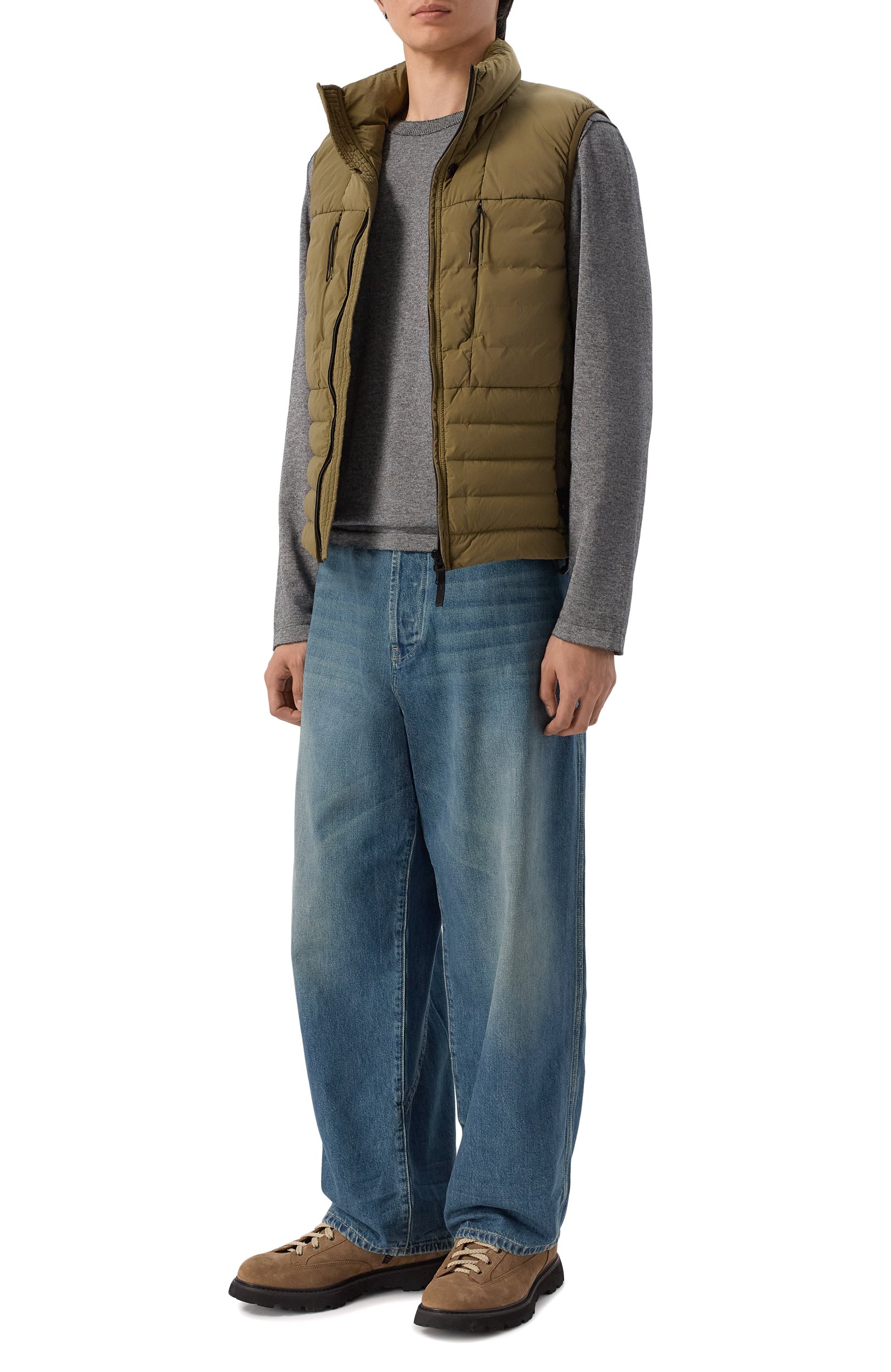 Пуховый жилет STONE ISLAND хаки цвета по цене 88300 руб., арт. L1S15G100007/S0183, фото 2 Пуховый жилет STONE ISLAND, арт. L1S15G100007/S0183, фото 2