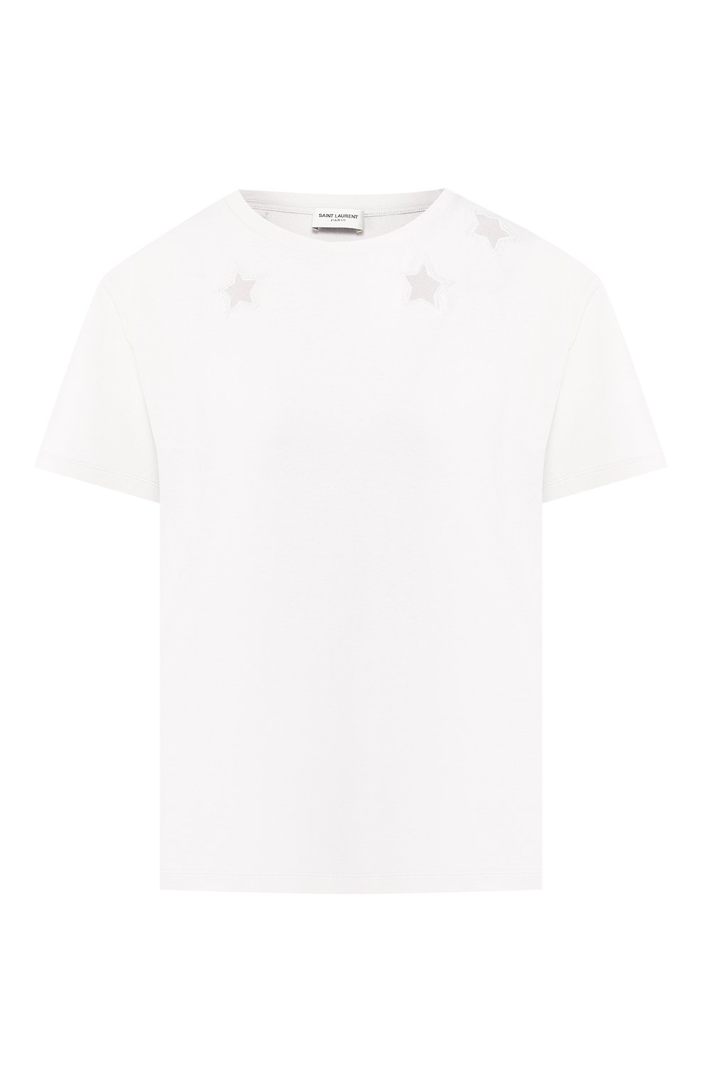 Хлопковая футболка SAINT LAURENT белого цвета по цене 41950 руб., арт. 547700/YB2XE, фото 1 Хлопковая футболка SAINT LAURENT, арт. 547700/YB2XE, фото 1