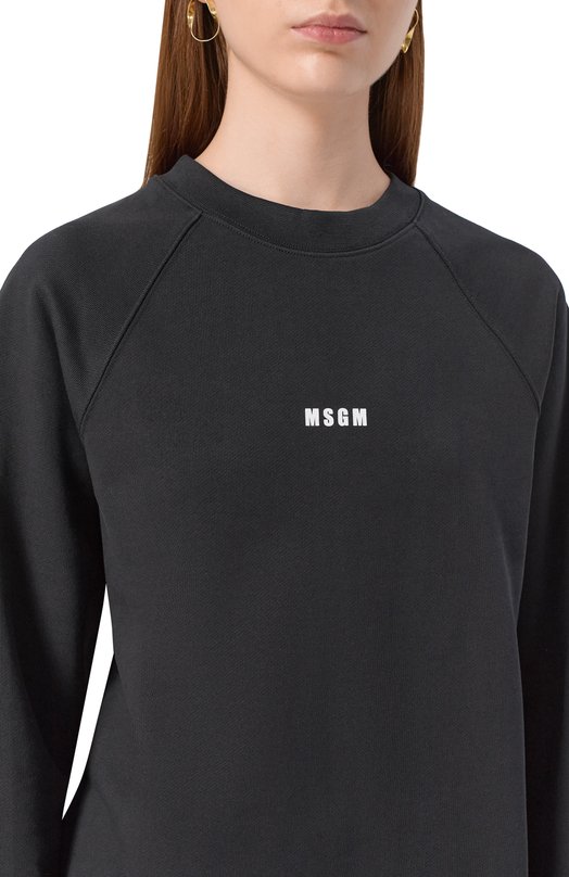 Хлопковый свитшот MSGM 2000MDM503 200004 Чёрный  2000MDM503 200004 Фото 5