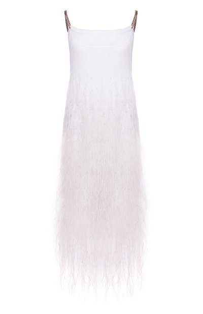 Шелковое платье с отделкой перьями N21, арт. 21E N2S0/H091/5566, фото 1