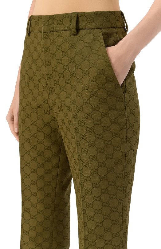 Хлопковые брюки Gucci 837435/Z7ADE Зелёный  837435/Z7ADE Фото 5