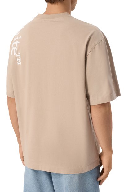 Хлопковая футболка OFF-WHITE бежевого цвета по цене 39800 руб., арт. 0MAA120F26JER0100, фото 4 Хлопковая футболка OFF-WHITE, арт. 0MAA120F26JER0100, фото 4
