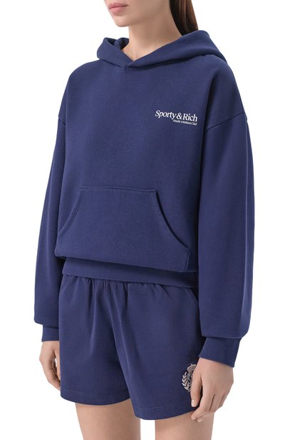 Хлопковое худи SPORTY AND RICH темно-синего цвета по цене 33600 руб., арт. ST095710087BL106, фото 3 Хлопковое худи SPORTY AND RICH, арт. ST095710087BL106, фото 3